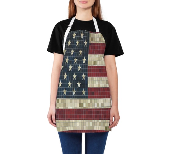 Изображение товара Кухонный фартук JOYARTY Мозаичный флаг Америки, универсальный размер для женщин и мужчин ap_29710