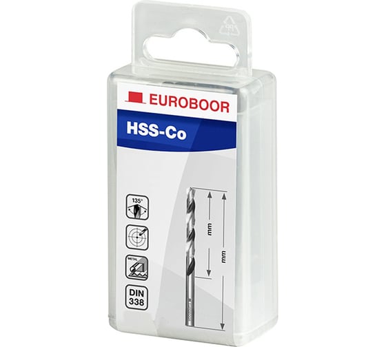 Изображение товара Сверло по металлу кобальтовое hss-co 5 шт, 13х101х151 мм EUROBOOR TDCO.130 (3F)