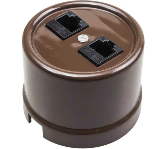 Изображение товара Розетка Bironi rj45 информационная двойная, пластик, цвет коричневый B1-302-22