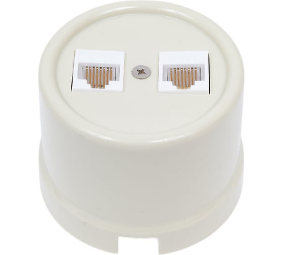 Изображение товара Розетка Bironi rj45 информационная двойная, пластик, цвет слоновая кость B1-302-211