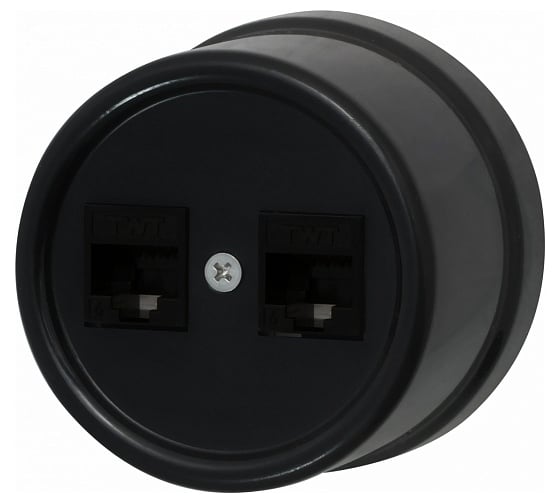 Изображение товара Розетка Bironi rj45 информационная двойная, пластик, цвет черный B1-302-23