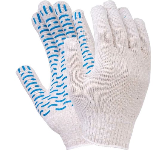 Изображение товара Перчатки FORT  0027р х/б с ПВХ Форт 10 класс 55гр волна белые 00501219521 1000271055