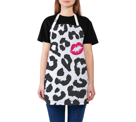 Изображение товара Кухонный фартук JOYARTY Поцелуй леопарда, универсальный размер для женщин и мужчин ap_10432