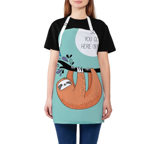 Изображение товара Кухонный фартук JOYARTY Ленивец на ветке, универсальный размер для женщин и мужчин ap_26329