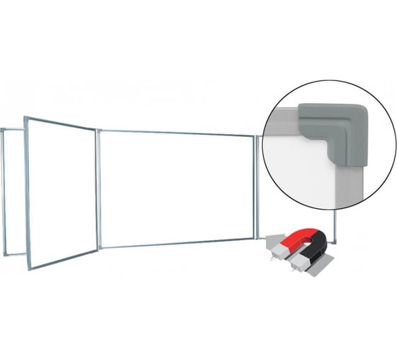 Изображение товара Пятиэлементная магнитно-маркерная доска BoardSYS 120x300, в металлическом профиле 30ПЭ1*300Ф