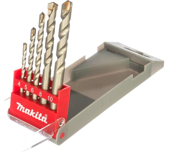 Изображение товара Набор сверл по бетону 5 шт. (4х70, 5х85, 6х100, 8х110 и 10х110) Makita D-05175