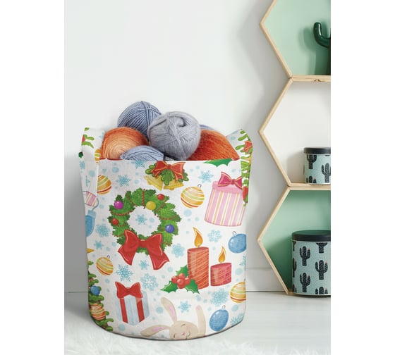 Изображение товара Декоративная корзина-кашпо JOYARTY войлок, с принтами "новогодние снеговики", 19 л planta_419872_5