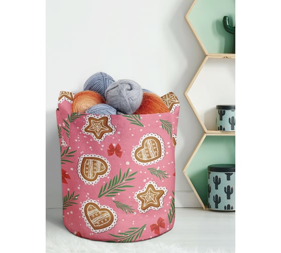 Изображение товара Декоративная корзина-кашпо JOYARTY войлок, с принтами "новогодние пряники", 19 л planta_419871_5