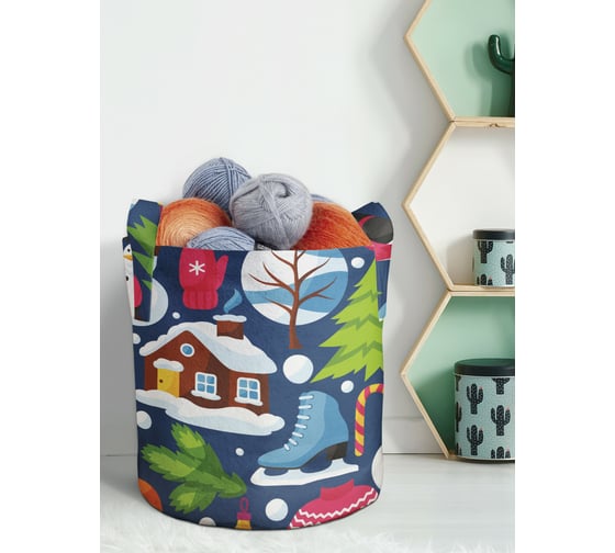 Изображение товара Декоративная корзина-кашпо JOYARTY войлок, с принтами "новогоднее настроение", 19 л planta_419866_5