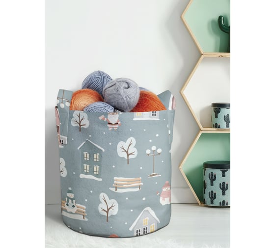 Изображение товара Декоративная корзина-кашпо JOYARTY войлок, с принтами "дед мороз в деревне", 19 л planta_419831_5