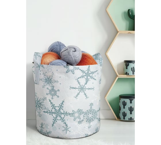 Изображение товара Декоративная корзина-кашпо JOYARTY войлок, с принтами "иней снежинок", 19 л planta_419800_5