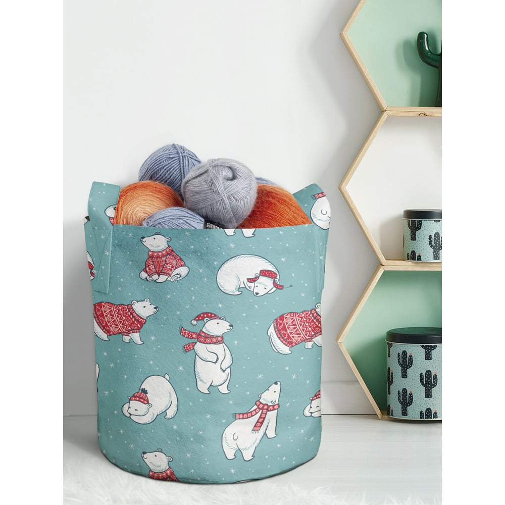 Изображение товара Декоративная корзина-кашпо JOYARTY войлок рождественские полярные медведи 19 л