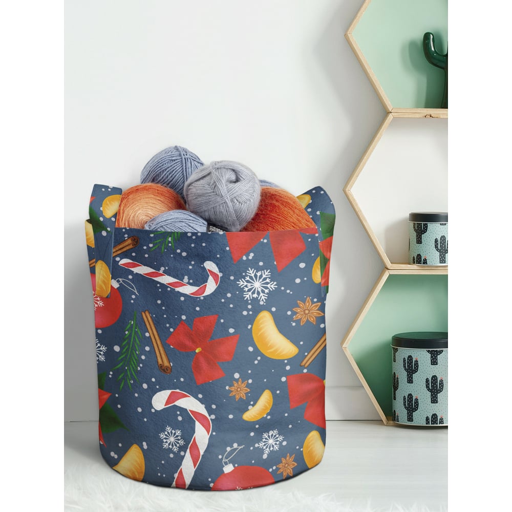 Изображение товара Корзина-кашпо JOYARTY войлок с новогодним паттерном 27 литров