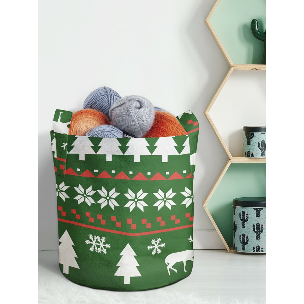 Изображение товара Декоративная складная корзина-кашпо JOYARTY из войлока с принтом 27 л