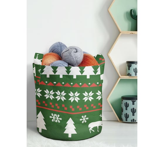 Изображение товара Декоративная корзина-кашпо JOYARTY войлок, с принтами "олени в лесу", 27 л planta_419852_7