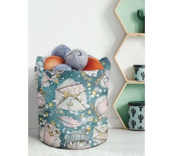 Изображение товара Декоративная корзина-кашпо JOYARTY войлок, с принтами "сказочная сова", 27 л planta_419843_7