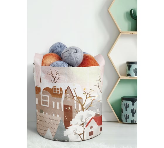 Изображение товара Декоративная корзина-кашпо JOYARTY войлок, с принтами "утро в рождество", 27 л planta_419815_7
