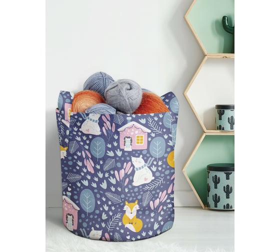 Изображение товара Декоративная корзина-кашпо JOYARTY войлок, с принтами "домики в лесу", 27 л planta_231141_7