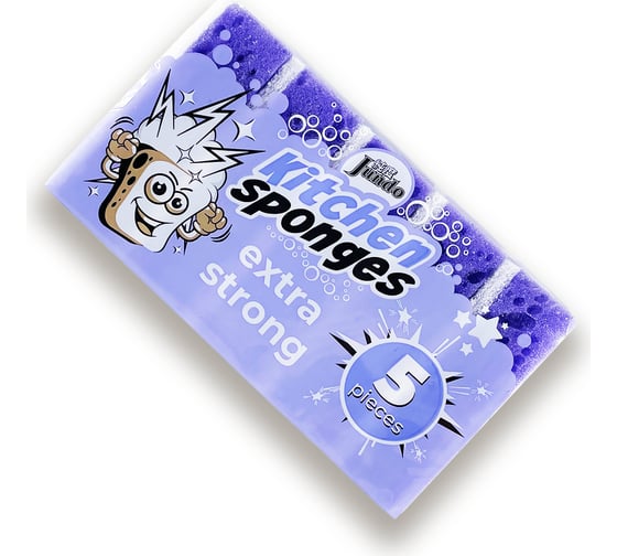 Изображение товара Губка для мытья посуды Jundo Premium Extra Strong фиолетовый, 5 штук 4903720021507