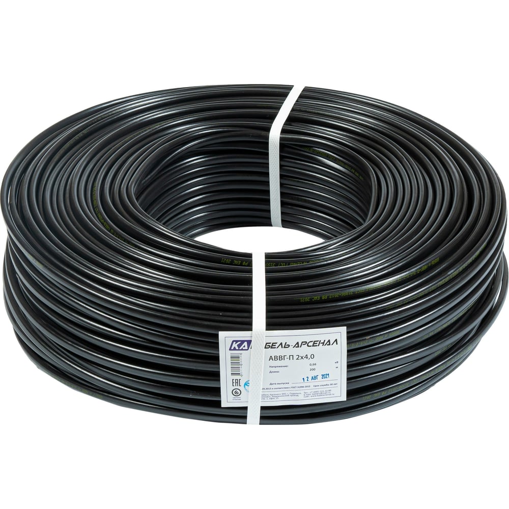 Изображение товара Кабель АВВГ-П Кабель-Арсенал 2x4,0 ГОСТ - 200 м KARS-30400