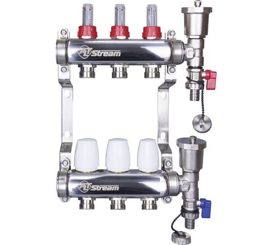 Изображение товара Коллекторная группа Altstream с расходомерами в сборе из нержавеющей стали 1"х3/4" 3 выхода 005071102