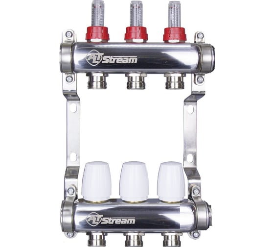 Изображение товара Коллекторная группа с расходомерами из нержавеющей стали Altstream 1"х3/4" 3 выхода 005070102