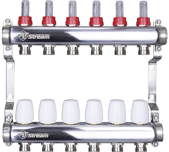 Изображение товара Коллекторная группа с расходомерами Altstream нержавеющая сталь 1"x3/4" 6 выходов 005070105