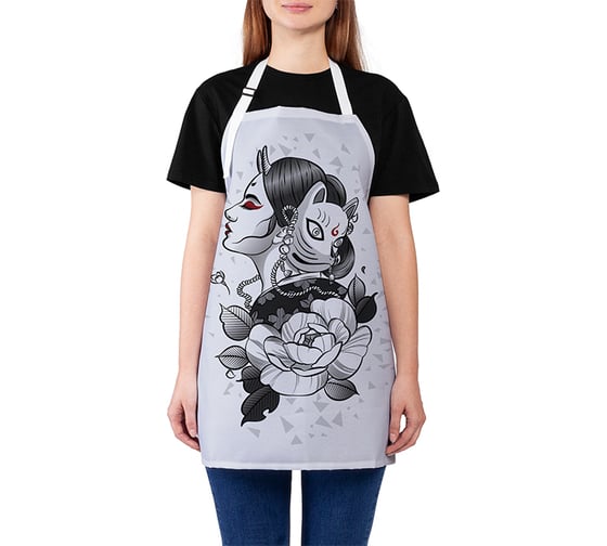 Изображение товара Кухонный фартук JOYARTY Девушка с маской кота, универсальный размер для женщин и мужчин ap_420001