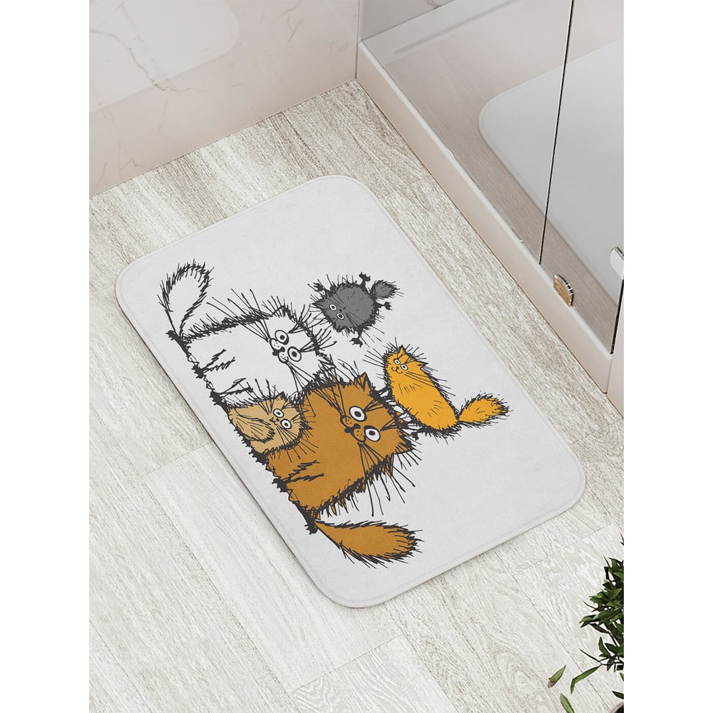 Изображение товара Коврик для ванной JOYARTY семяство котов противоскользящий 52x77 см