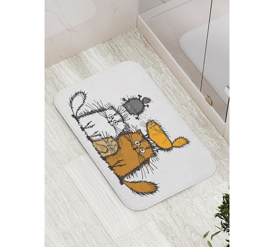Изображение товара Коврик для ванной JOYARTY "семейство котов" противоскользящий, 52x77 см bath_128621