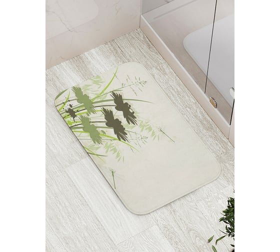 Изображение товара Коврик для ванной JOYARTY "полевые стрекозы" противоскользящий, 52x77 см bath_35187