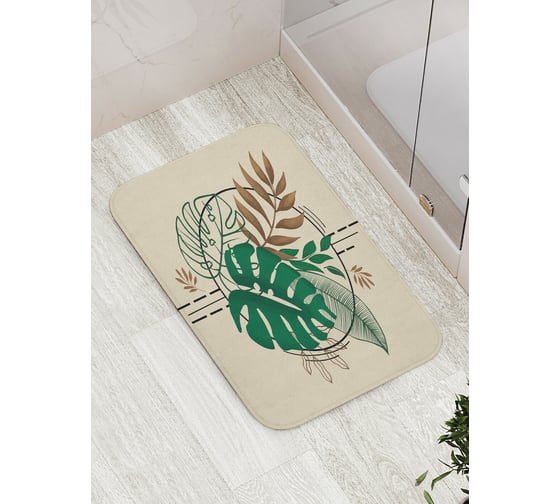 Изображение товара Коврик для ванной JOYARTY "листья монстеры" противоскользящий, 52x77 см bath_420329