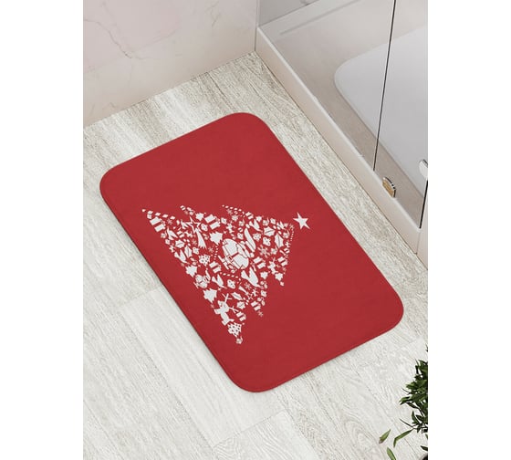 Изображение товара Коврик для ванной JOYARTY "дед мороз в елке" противоскользящий, 52x77 см bath_419796