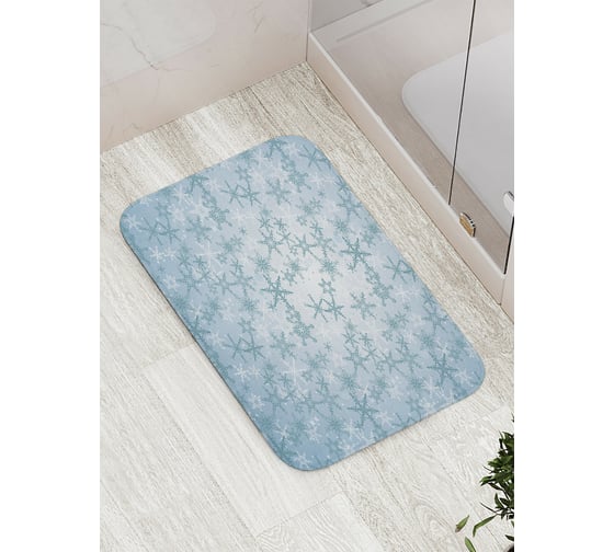 Изображение товара Коврик для ванной JOYARTY "иней снежинок" противоскользящий, 52x77 см bath_419800