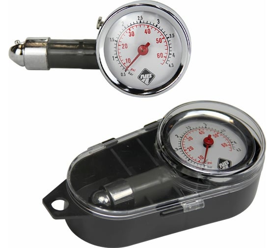 Изображение товара Шинный манометр Nova Bright до 6 атм, металлический, в пластиковом футляре 47756