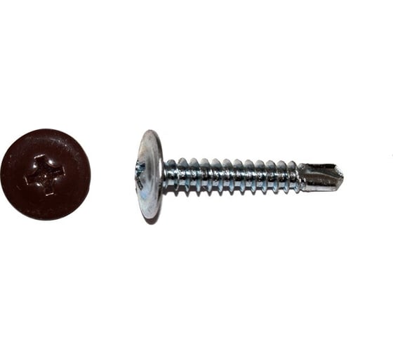 Изображение товара Крашеный саморез с пресс-шайбой со сверлом КВАДРА 4.2x16 RAL 8017, кoр. 1000 шт. 801716211000