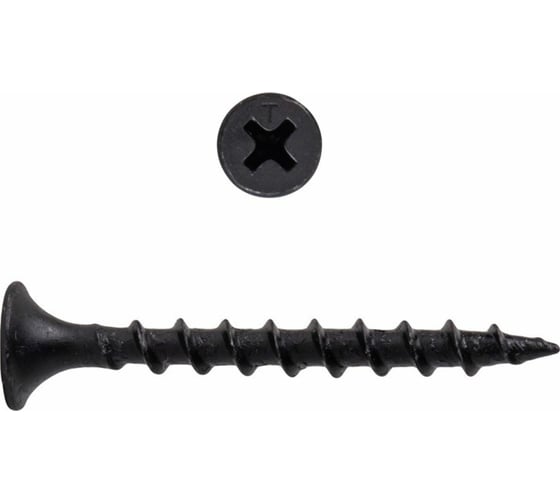 Изображение товара Саморез по дереву для гкл КВАДРА черный, PH2, редкая резьба, 3.5x51 кop. 250 шт. 350514002501
