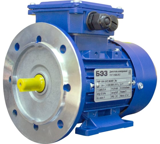 Изображение товара Электродвигатель ТМ БЭЗ АИР 63B2 (Ал) IM2081 (0,55 кВт/3000 об/мин), корпус алюминий 21259