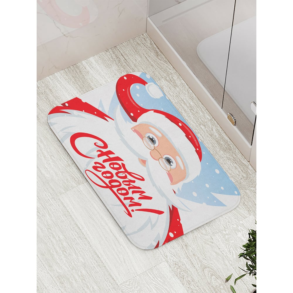 Изображение товара Коврик для ванной JOYARTY дед мороз в лесу противоскользящий 52x77 см