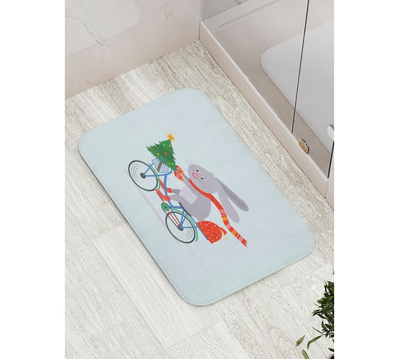 Изображение товара Коврик для ванной JOYARTY "зайка с подарками" противоскользящий, 52x77 см bath_419833
