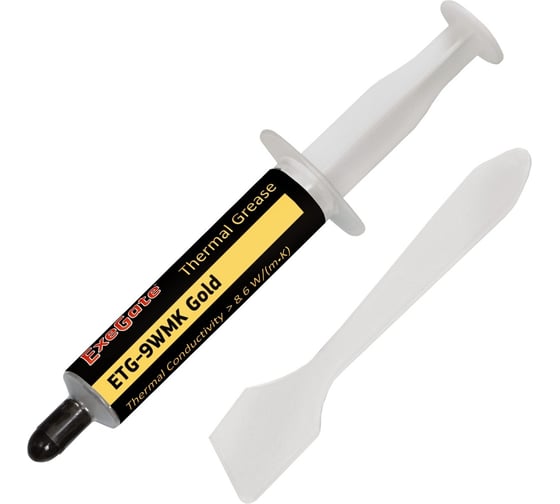 Изображение товара Термопаста ETG-9WMK Gold (8,6 Вт/(м·К), 8 г, шприц с лопаткой) ExeGate 282344