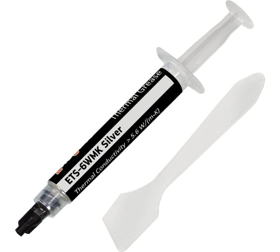 Изображение товара Термопаста ETS-6WMK Silver (5,6 Вт/(м·К), 4 г, шприц с лопаткой) ExeGate 282347
