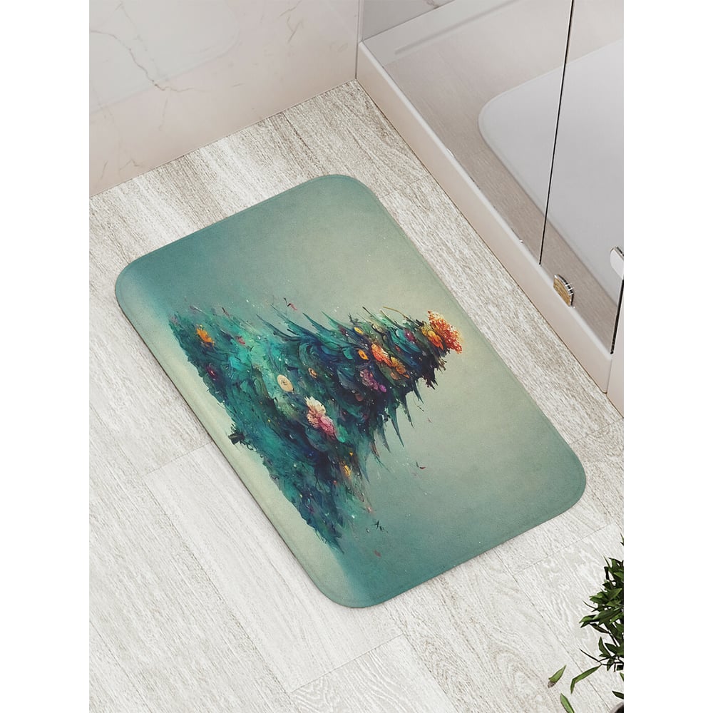 Изображение товара Коврик для ванной JOYARTY акварельная елочка противоскользящий 52x77 см