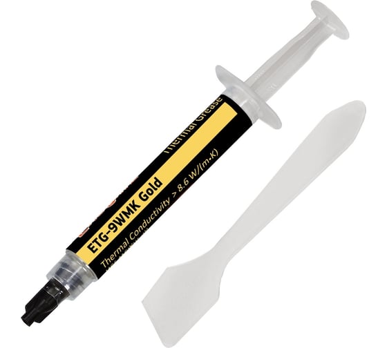 Изображение товара Термопаста ETG-9WMK Gold (8,6 Вт/(м·К), 4 г, шприц с лопаткой) ExeGate 282343