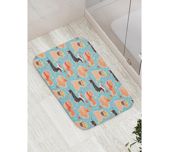 Изображение товара Коврик для ванной JOYARTY "собачья вечеринка" противоскользящий, 52x77 см bath_419850