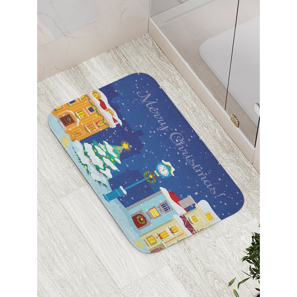 Изображение товара Коврик для ванной JOYARTY новогодний город в снегу противоскользящий 52x77 см