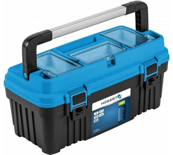 Изображение товара Пластиковый кейс для инструментов HOEGERT TECHNIK 18'', съемный органайзер, металлические петли HT7G061