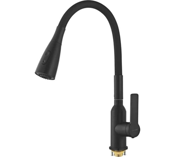 Изображение товара Смеситель для кухни SHEVANIK с гибким изливом, с лейкой, черный S843H-3