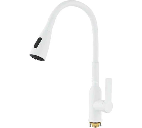 Изображение товара Смеситель для кухни SHEVANIK с гибким изливом, с лейкой, белый S843C-1