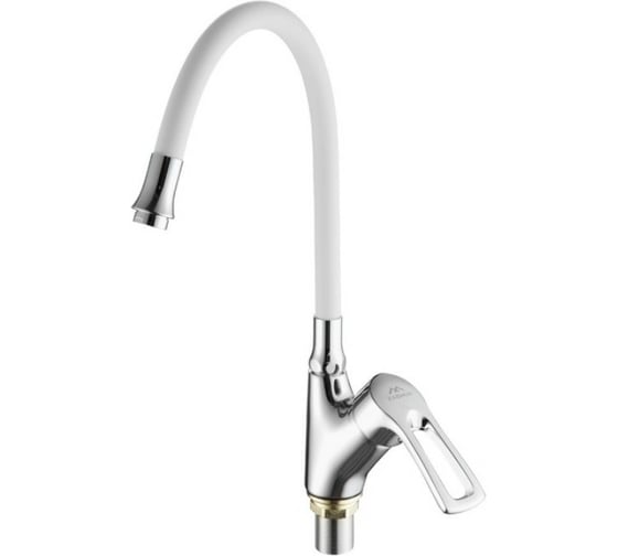 Изображение товара Смеситель для кухни FASHUN гайка, белый излив 55 см, ф40, A4466+A7256